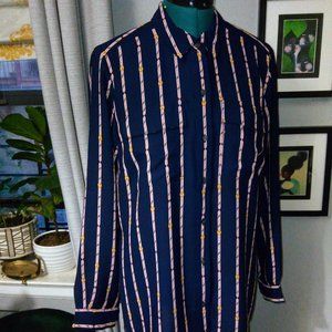 NWT Charter Club Striped Collared Blouse Sz Large